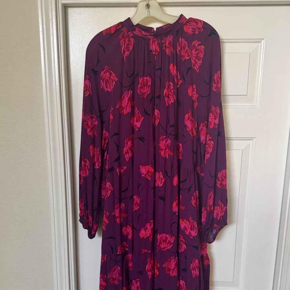 A New Day Purple and Pink Floral Long Sleeve Dress